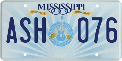 MS license plate ASH076