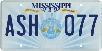 MS license plate ASH077