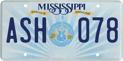 MS license plate ASH078