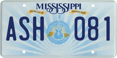 MS license plate ASH081
