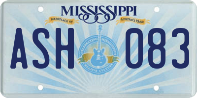 MS license plate ASH083