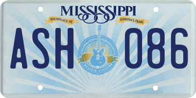 MS license plate ASH086