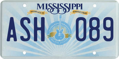 MS license plate ASH089
