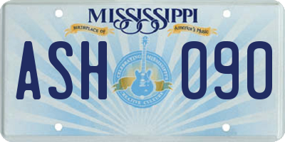 MS license plate ASH090