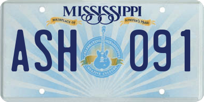 MS license plate ASH091