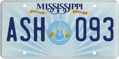 MS license plate ASH093