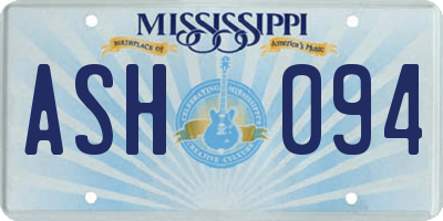 MS license plate ASH094