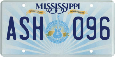 MS license plate ASH096