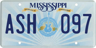 MS license plate ASH097