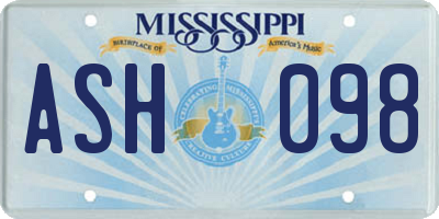MS license plate ASH098