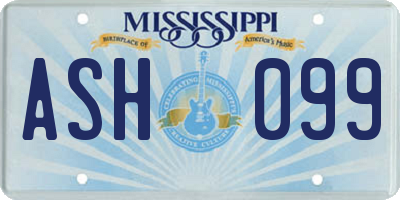 MS license plate ASH099