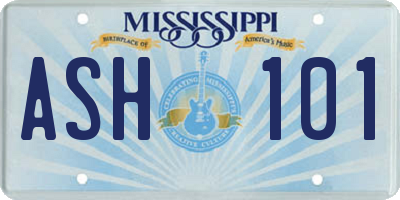 MS license plate ASH101
