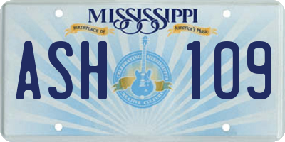 MS license plate ASH109
