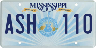 MS license plate ASH110