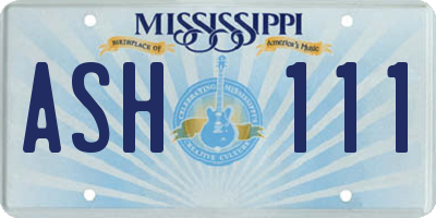MS license plate ASH111