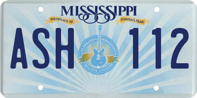 MS license plate ASH112