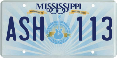 MS license plate ASH113