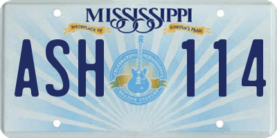 MS license plate ASH114
