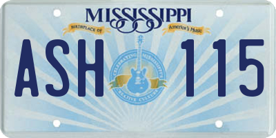 MS license plate ASH115