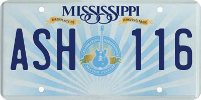 MS license plate ASH116
