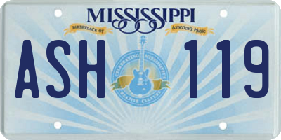 MS license plate ASH119
