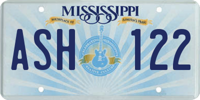 MS license plate ASH122