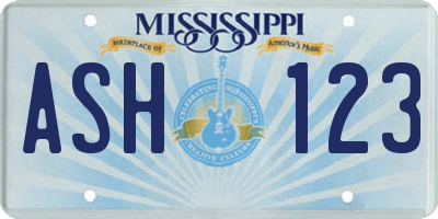 MS license plate ASH123