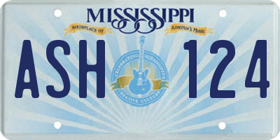 MS license plate ASH124