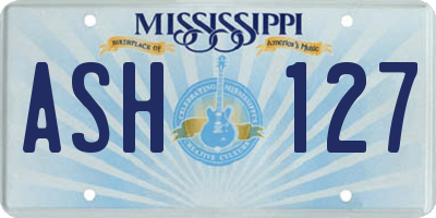 MS license plate ASH127