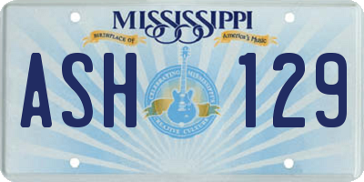 MS license plate ASH129