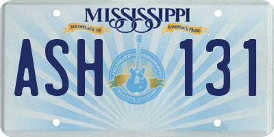 MS license plate ASH131