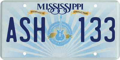 MS license plate ASH133