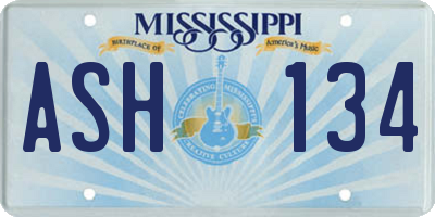 MS license plate ASH134