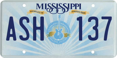 MS license plate ASH137