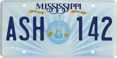 MS license plate ASH142