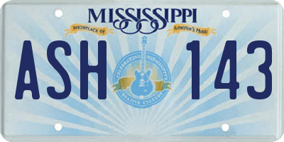MS license plate ASH143
