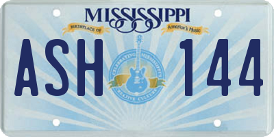 MS license plate ASH144