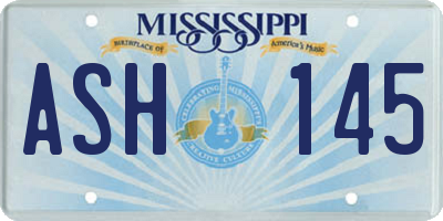MS license plate ASH145