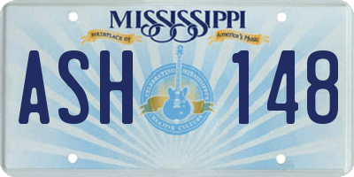 MS license plate ASH148