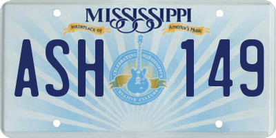 MS license plate ASH149