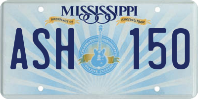 MS license plate ASH150