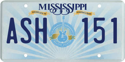 MS license plate ASH151