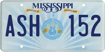 MS license plate ASH152