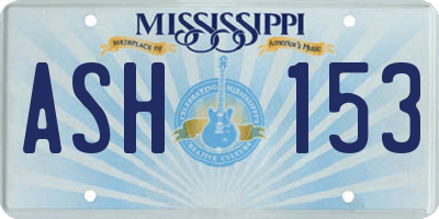 MS license plate ASH153