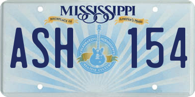 MS license plate ASH154
