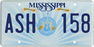 MS license plate ASH158