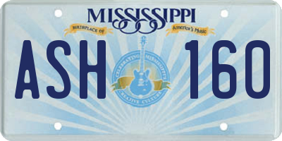 MS license plate ASH160