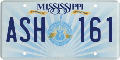 MS license plate ASH161