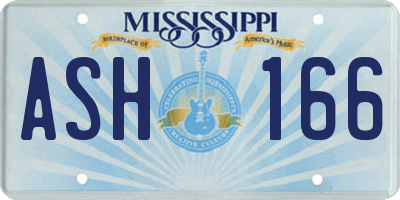 MS license plate ASH166