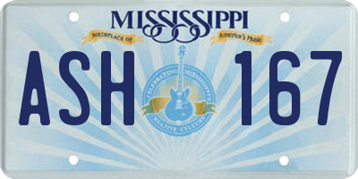 MS license plate ASH167